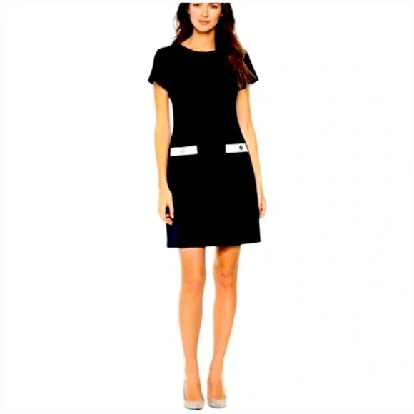 Tommy Hilfiger black short sleeve dress with white pocket